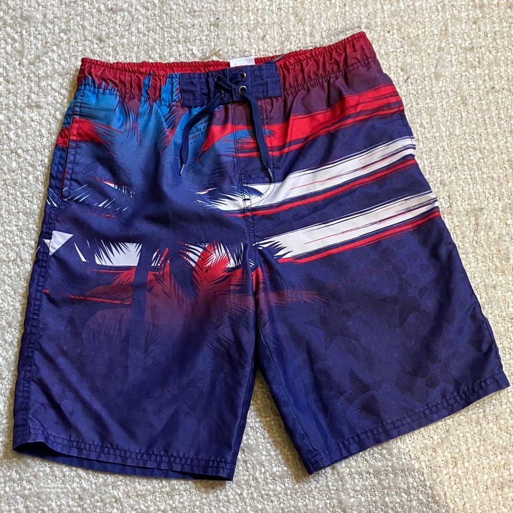 🏄🏽‍♂️ JOE BOXER SIZE LARGE (10/12) RED, WHITE, & BLUE SWIM TRUNKS